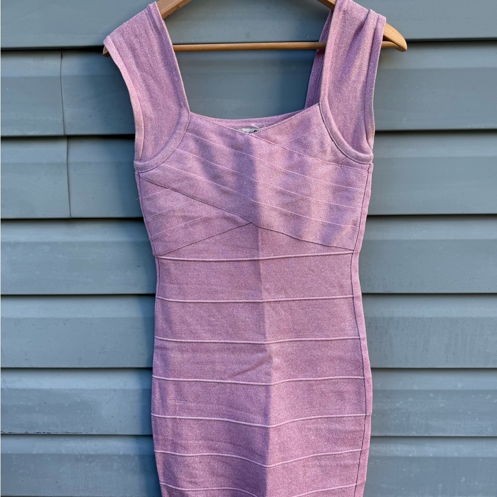 Pink Sparkle Sleeveless Bandage Dress